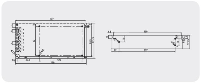 S-150 switching power supply dimension drawing