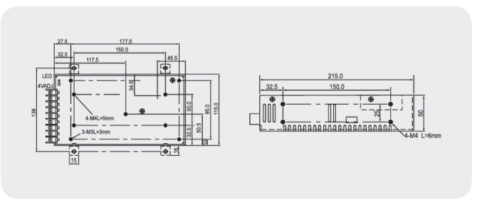 S-250 switching power supply dimension drawing