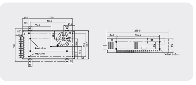 S-400 switching power supply dimension drawing