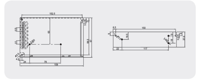 S-50 switching power supply dimension drawing
